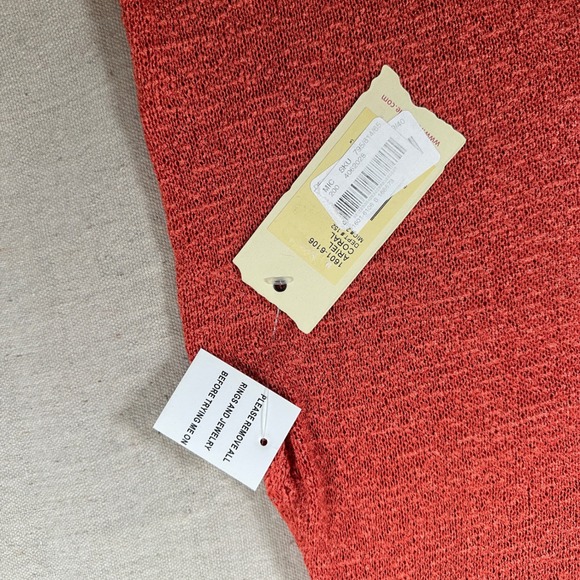 Coral Knit Fringe Poncho Sweater Top Orange Pink Boho Summer New Reba - Picture 5 of 6